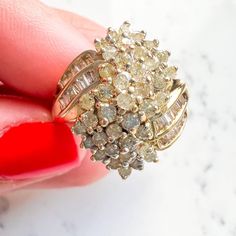 Baguette and Round Diamond Vintage Cocktail Ring 14K Yellow Gold Diamond 1.70Ct K/L Color SI1/SI2 7.5gm Size 6.5 Sizing available with fee contact us to have it added to the price before check out. Thank you for visiting our shop! Visit our website DmKJewelry.com Also Follow us on Instagram https://www.instagram.com/dmkjewelry_/ Vintage Cocktail Ring, Vintage Cocktail, Vintage Diamond, Cocktail Ring, Cocktail Rings, Round Diamond, Follow Us, Round Diamonds, Gold Diamond