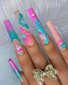 Kelly Richardson | I found these that I done last year but didn’t post them because I wanted to redo the pointer nail but stuff it I have off days an this is… | Instagram Quartz Nails, Cute Acrylic Nail Designs, Pretty Nail Designs, Dope Nail Designs, Acrylic Nails Coffin Pink