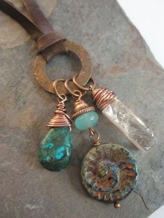 Washer Jewelry, Necklace Long, Creative Jewelry, Wire Work, Bijoux Diy, Leather Necklace, Jewelry Creation, Copper Jewelry, Leather Jewelry