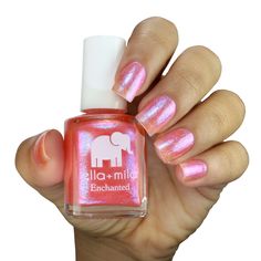 holographic coral shimmer (sheer) ENCHANTED Collection Nail polish bottle 13.3 ml - 0.45 fl oz | ingredients "17-Free" products do not contain: Acetone, Animal-Derived Ingredients, Bisphenol-A, Camphor, Ethyl Tosylamide, Formaldehyde, Formaldehyde Resin, Gluten, Glycol Ether of Series E (Gycol ethers derived from ethylene oxide), Nonylphenol Ethoxylate, Parabens, Phthalates (including DBP), Styrene, Sulfate, Toluene, Triphenyl Phosphate (TPHP/TPP), Xylene Vegan Animal cruelty-free Quick Dry Chip Aurora Lights, Nail Polish Bottle, Shimmer Nail Polish, Nail Polish Bottles, Vegan Animals, China Glaze, Healthy Nails, Uv Lamp, Dream Nails