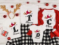 Family Christmas Name Shirt, Monogrammed Family Christmas Shirt, Personalized Christmas Family T-Shirt, Custom Christmas Shirt With Name NOTE: T-shirts, Sweatshirts, and Hoodies are true to size. If you prefer an oversized fit, please select a larger size.    RETURNS AND EXCHANGES: Only accepted if the item is defective or damaged. Please consider carefully before purchasing. We strive for your satisfaction, so please contact us if you have any issues with our products. The material is a thick blend of cotton and polyester, providing a soft feel and warmth. It's also great for printing. There are no side seams. Hoodie and Sweatshirt: 50% Cotton 50% Polyester Made from specially spun fibers that create a strong and smooth fabric, perfect for printing. Polyester fibers are extremely durable, Christmas Pjs Family, Family Reunion Shirts, Reunion Shirts, Matching Christmas Shirts, Christmas Names, Christmas Pjs, Matching Pajamas, Family Christmas Shirts, Baby T Shirts