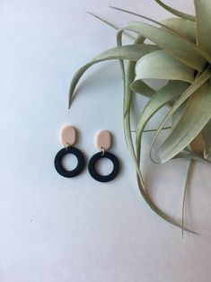 Desert Collection-Small round circle dangles | Etsy Minimalist Matte Finish Jewelry Gift, Nickel-free Black Polymer Clay Jewelry, Everyday Black Polymer Clay Earrings, Black Polymer Clay Earrings For Everyday, Black Matte Finish Jewelry Gift, Black Polymer Clay Jewelry With Matching Earrings, Minimalist Nickel-free Polymer Clay Jewelry, Modern Adjustable Polymer Clay Earrings, Black Hypoallergenic Resin Earrings