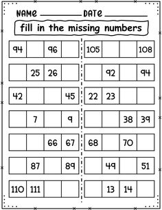 the missing numbers worksheet for students to practice their number identification and counting skills