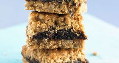 three granola bars stacked on top of each other