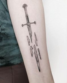 Shards Of Narsil Tattoo, Narsil Tattoo, Arrow Head Tattoos, Shards Of Narsil, Tolkien Tattoo, Courage Tattoos, Lotr Tattoo, Lord Of The Rings Tattoo, Rings Tattoo