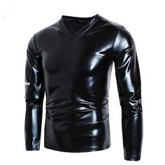 Product Description * Item:Men's Fashion Muscle V-Neck Long-Sleeve Shiny T-Shirt Bottoming Shirts Costumes * Condition: 100% Brand New * Color:red.black.natural yellow.brown.dark grey * Size:AsianM-2XL * Package:1pc Coats (without any accessories ）    Please note: 1.Please allow a little error due to manual measurement. 2.The color maybe a little difference because of the light,screen reflection etc. 3.If you are not sure what size to choose, you can tell us your height and weight, we will recom Hunter Gifts, Leather T Shirt, Lycra Men, Mens Black Leather, Bottoming Shirt, Male Fashion, Men's Clothes, Fashion Streetwear, Slim Fit Men