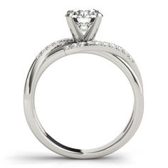 This elegant ring features 1/10 ctw. of sparkling diamonds that extend down the band. A 0.006 ct. or larger center stone of any shape can be set with this ring Modern Style Diamond Cut Rings For Anniversary, Modern Twist Diamond Cut Ring For Anniversary, Modern Twist White Gold Diamond Ring For Wedding, Dazzling Cubic Zirconia Ring With Single Diamond, Modern Twist Brilliant Cut Promise Ring Jewelry, Timeless Diamond Ring With Open Band And Diamond Accents, Modern Twist Diamond Wedding Ring, Modern Twist Wedding Diamond Ring With Accents, Modern Twist Diamond Wedding Ring With Brilliant Cut