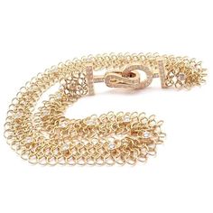 18k Rose Gold Diamond Agrafe Link Bracelet by Cartier. With 77 Round brilliant cut diamonds. VVS1 clarity F color. Total Diamond Weight: 2.76ct.  This bracelet includes a Cartier valuation certificate from 2022.   The estimated value in 2022 was $34,500.   Details: Size: 17 Width: single 15mm double 30mm Weight: 29.3 grams Total Diamond Weight: 2.76ct. Stamped Hallmarks: Cartier 750 JHDXXX(serial number has been omitted) Gold Cubic Zirconia Cartier Jewelry, Cartier Gold Diamond Bracelets, Gold Cartier Jewelry In Cubic Zirconia, Elegant Cartier Bracelets For Everyday, Luxury Cubic Zirconia Chain Bracelet For Anniversary, Luxury Diamond Chain Bracelet With Brilliant Cut, Luxury Diamond Chain Bracelet For Anniversary, Luxury Chain Bracelet With Diamond Accents For Anniversary, Cartier Gold Jubilee Bracelet For Wedding