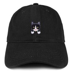 Stitchfy Tuxedo Cat Kitten Patch Low Profile Soft Cotton Baseball Cap 100% Brushed Cotton Twill High Quality Cap Low Profile, Unstructured Cap 6 Panels with 6 Embroidered Ventilation Eyelets Self-fabric Adjustable Slide Closure with Buckle One Size Fits Most Shipping - Shipment leaves warehouse in 1 Business Day. - Free Shipping to Domestic Destinations (US). Returns/Exchanges - Items must be returned within 30 days of purchase for refund or exchange to different item, or penalties might occur. Adjustable Black Hat With Cat Design, Trendy Cat Design Hats With One Size Fits Most, Trendy Cat Design Hat One Size Fits Most, Trendy Cat Design Hat (one Size Fits Most), Trendy Cat Design Hat One Size, Trendy Adjustable Hat With Cat Design, Casual Cap With Cat Design, Casual Cat Design Hat, One Size Fits Most, Trendy Adjustable Cat Design Hat