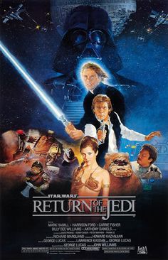 the poster for star wars return of the jedi, starring characters from various movies and films