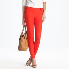 JCREW: Minnie Pant in Stretch Twill Bright Pants, Sleek Chic, Orange Pants, Jcrew Women, Slim Pants, Ankle Pants, Vibrant Red, Cropped Pants