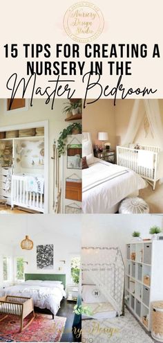 15 TIPS FOR CREATING A NURSERY IN THE MASTER BEDROOM (1) Nursery With Mom Bed, Room Sharing Nursery Ideas, Nursery Nook In Guest Room, Simple Apartment Nursery, Sharing Nursery With Parents, Nursery Section In Parents Room, Living Room Set Up For Newborn, Nursery In Studio Apartment, Nursery Ideas With Bed In Room