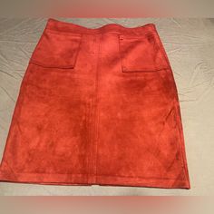 Nwot Faux Suede Pencil Skirt With Slit In The Back Suede Pencil Skirt, Wren, Faux Suede, The Back, Pencil, Skirt, Red