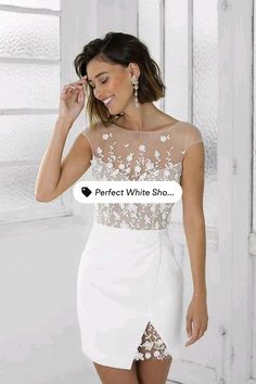 Look no further than this stunning Perfect White Short Bridal Party Dress Lace Homecoming Dress PD456 for your special occasion. Featuring a classic short bridal dress design with intricate lace detail, this perfect homecoming dress is sure to make a statement this 2023 season. Short Bridal Dress, School Event Dress, Homecoming Dresses 2023, Bridal Party Dress, Party Dress Lace, Short Formal Dress, Bridal Dress Design, Bridal Party Dresses, Lace Homecoming Dresses