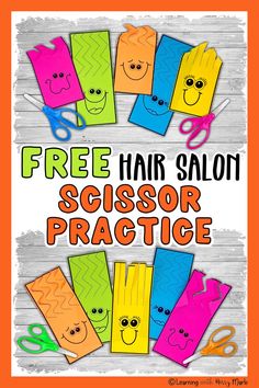 the free hair salon scissors practice poster for kids to learn how to cut their hair