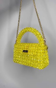 KNITKOS BAG yellow, crossbody bag, shoulder bag, cute yellow bag, shoulders bag, beaded bag , bead bag, acrylic yellow bag  This model can FITS :  - Any IPhone ( except PRO MAX ) upon request, I can enlarge this bag for your IPhone without any additional fees, when placing an order in the comments, just write your IPhone model ❣️🫶🏻 - flat  - car keys ID  - driver's license  - headphones / AirPods  - cardholder  - cash lipstick  - antiseptic Dimensions - Width: (17cm.) - Height: (18cm.) - Depth Yellow Crossbody Shoulder Bag Gift, Yellow Rectangular Summer Clutch, Yellow Rectangular Clutch For Summer, Yellow Rectangular Shoulder Bag With Chain Strap, Yellow Clutch Bag For Party, Yellow Rectangular Shoulder Bag For Evening, Yellow Handheld Party Bag, Yellow Beaded Rectangular Bag, Trendy Handmade Yellow Shoulder Bag