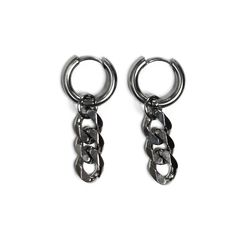 SIB Latch back stainless steel earrings with curb chain dangles. These earrings are entirely stainless steel and will not tarnish. materials: stainless steel measurement: 15 mm diameter hoop | 20mm x 8mm pendant Want to see more from SIB? >> Check out our website https://www.thesibshop.com >> Connect on Instagram - @sib.somewhereinbetween https://www.instagram.com/sib.somewhereinbetween/ >> Connect on Facebook https://www.facebook.com/SHOPSIB Grunge Punk Aesthetic, Alternative Aesthetic, Punk Aesthetic, Streetwear Accessories, Aesthetic Jewelry, Steel Earrings, Grunge Punk, Chain Choker Necklace, Cartilage Piercing