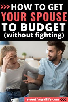 How to make a budget when your spouse won't.  How to talk about money with your spouse.  How to discuss money with your partner.  Marriage and money tips.  How to stop fighting about money with your spouse.  How to talk about finances with your spouse.  How to manage money as a couple.  Talking about money with spouse.  Budgeting as a couple.  How to budget as a couple.  Budgeting in marriage.  How to make a budget when married. Budget Binder Free, Budget Board, Couple Talking, How To Manage Money, Budget Help, How To Split, Manage Money, Couple Budgeting