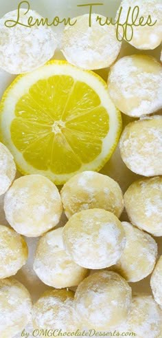 lemon truffles with powdered sugar on top