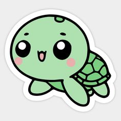 a cute little turtle sticker with eyes on it's back and arms outstretched