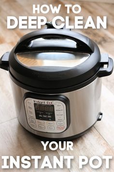 an electric pressure cooker sitting on top of a wooden table