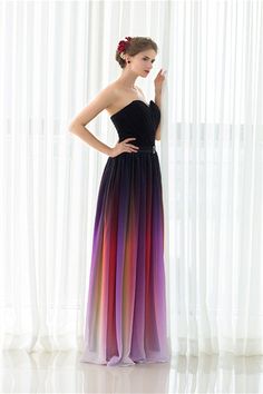 Eine Linie trägerloser ärmellose bunte Chiffon bodenlange Abschlussballkleider mit Gürtel Fitted Multicolor Chiffon Party Dress, Multicolor Fitted Chiffon Dress For Party, Multicolor Chiffon Evening Dress, Strapless Purple Evening Dress For Summer, Summer Strapless Purple Evening Dress, Purple Sleeveless Chiffon Dress, Purple Sleeveless Chiffon Prom Dress, Sleeveless Purple Chiffon Prom Dress, Black Strapless Chiffon Dress