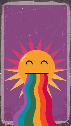 an image of a cartoon sun with rainbow hair