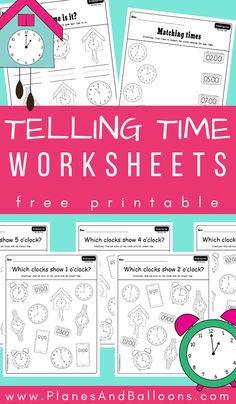 telling time worksheets for preschool and homeschool with free printables