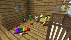 an image of a room that is in minecraft with many items on the floor