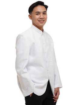 Bestselling Premium Barong, 100% Authentic Fabric, Handmade with Love & Super High Quality Its layout has a lovely luster, creative design, White subtle embroidery. Very comfortable material and quality that lasts a lifetime. Material: Jusilyn with Lining Color : White Collar : Chinese collar We have provided a ready to wear adjusted size chart simple scroll through the photos. However, If you are looking at to provide us with your measurements, SURE THING! - We have a personalisation instru Festive Wedding Sets With Tonal Embroidery, White Embroidered Bandhgala For Groom, White Long Sleeve Bandhgala For Wedding, Embroidered White Bandhgala For Wedding, White Long Sleeve Wedding Sets, White Embroidered Sets For Formal Occasions, Ceremonial White Embroidered Bandhgala, White Embroidered Bandhgala For Ceremony, White Elegant Embroidered Bandhgala