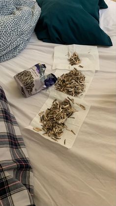 dried herbs are laid out on the bed