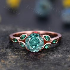 7mm round Alexandrite Ring,Vinagte Engagement Ring, Color Changing Ring,June Birthstone,Emerald Side Stone,Anniversary Ring,Sterling Silver, wedding ring floral ring promise anniversary gift Setting in Moss agate ring: /listing/1177932825/7mm-round-moss-agate-engagement-ring Setting in pink sapphire: listing/1153588869 Engagement Ring Color, Color Changing Ring, Alexandrite Jewelry, Emerald Band, Silver Wedding Ring, June Birthstone Ring, Agate Engagement Ring, Colored Engagement Rings, Alexandrite Engagement Ring