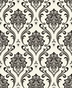 a black and white wallpaper with an ornate design