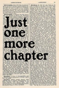 an open book with the words just one more charter written in black ink on it