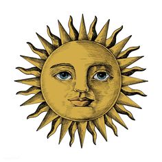 a drawing of the face of a sun