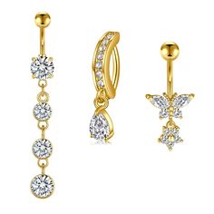 PRICES MAY VARY. Order include - 3pcs different gold belly rings, dangle belly button ring; belly button ring dangle, dangly belly button piercing, belly button ring gold, gold belly button piercing Size - Surgical steel belly piercing 14 gauge (1.6mm); gold belly button ring bar length: 3/8"(10mm); clicker belly button ring width: 2.5mm; Material - gold belly button ring dangle is made of high quality stainless steel; Highly polished smooth surface dangle belly button ring gold dangle, Hypoalle Dangle Belly Rings For Wedding, Gold Belly Rings, Belly Button Rings Dangle, Gold Belly Button Rings, Belly Piercing Jewelry, Gold Belly Ring, Button Piercing, Button Rings, Body Jewelry Piercing