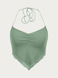 Cute Crop Tops For Summer, Green Outfits Summer, Green Summer Top, Mint Green Top, Green Clothes, Top Verde, Backless Halter Top, Mode Zara, Shein Icon