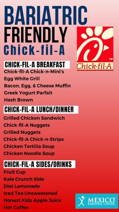 Everyone's favorite chicken fast-food place is bariatric friendly! This list helps you know what to order when in a rush while letting you stay on track with your goals. Sleeve Meals, Chicken Fast Food