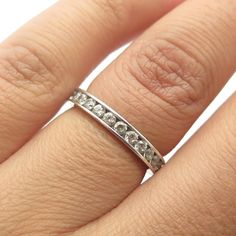 Great pre-owned condition.  925 Sterling Silver Round-Cut Shaped C Z All Around Eternity Ring Size 5  Weight: 2.2g   WELCOME TO PAWN SHOP We are an actual pawn shop and have been in business for over 25 years. Since 1990, our establishment has been serving a variety of clients by providing them with short term cash solutions and options of liquidity regarding their treasured heirlooms. Acknowledging that today′s customers are very sophisticated and are looking for a variety of investments, our a Channel Set Sterling Silver Eternity Band, Silver Channel Set Stackable Rings For Promise, Silver Sterling Channel Set Eternity Band, Silver Channel Set Eternity Band, Silver Eternity Band Channel Set For Promise Ring, Silver Eternity Band With Channel Set For Promise, Anniversary Sterling Silver Channel Set Stackable Rings, Anniversary Sterling Silver Stackable Channel Set Rings, Sterling Silver Channel Set Eternity Band