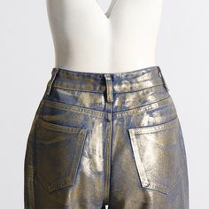 Shimmer your way to style with METALLIC FOIL OMBRE HIGH WAIST POCKET WIDE LEG BAGGY JEANS. These high-waisted wide leg jeans stand out with a unique metallic coating, perfect for adding a touch of fun to any outfit. Size Chart（CM）: Wide Leg Baggy Jeans, High Waisted Wide Leg Jeans, Dress Satin, Metallic Foil, Dress Cover, Mesh Dress, Baggy Jeans, Satin Dresses, Sequin Dress