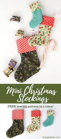 christmas stockings with candy and candy canes on them