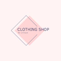 the clothing shop logo is shown in pink and blue colors, with a diamond shape