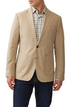 Smart and versatile, this sport coat tailored from crisp cotton features traditional detailing and makes a great choice for elevating any casual look. 28 1/2" length (size Medium) Notched lapels Nonfunctional four-button cuffs Chest welt pocket; front patch pockets Side vents Lined 100% cotton Dry clean Imported Fabric Gift Bags, Nordstrom Store, Fabric Gifts, Free Fabric, Casual Look, Sport Coat, Welt Pocket, Patch Pocket, Casual Looks