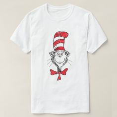 This classic Dr. Seuss graphic features the Cat in the Hat head. The Cat In The Hat, Cat Crazy, Dr Suess, Cat In The Hat, Party Essentials, Vintage T Shirts, Cat T Shirt, Womens Basic, Designer Gifts