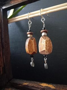 These unique earrings give the perfect combination of classy and earthy vibes, perfect for everyday wear especially since they are light weight! Brown Dangle Earrings Nature-inspired, Nature-inspired Brown Earrings With Ear Wire, Nature-inspired Brown Dangle Earrings, Earthy Everyday Earrings With Ear Wire, Natural Wooden Bohemian Jewelry, Natural Wood Bohemian Jewelry, Unique Brown Earrings For Beach, Earthy Everyday Dangle Earrings, Rustic Everyday Earrings