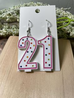 Beautiful acrylic birthday candle dangle earrings Nickel-free studs - hand-painted  Lightweight come in a box already to gift 🎁  If you would like special over-the-hill earrings leave it in the personalization box Candle Earrings, Special Occasion Jewelry, Over The Hill, Earrings Statement, Drop Earring, Light Weight Earrings, Jewelry Party, Birthday Candles, Statement Earrings