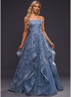 JJ's House Beading Lace Straight Fall Spring Summer Winter Ball-Gown/Princess General Plus No Leg Slit Crossed Straps Coquette Colored Modest Prom Dresses Tiered Prom Beautiful Back Slate Blue Height:5.8ft（176cm） Bust:32in（82cm）Waist:24in（61cm）Hips:35in（89cm） No Flo. #JJ's House #Beading #Lace #Straight #Fall #Spring #Summer #Winter #BallGownPrincess #General #Plus #NoLegSlit #CrossedStraps #Coquette #Colored #ModestPromDresses #TieredProm #BeautifulBack #SlateBlue #No #Flo Spring Formal Dresses Long, Wedding Guest Dress Inspiration, Spring Formal Dresses, Dresses With Beading, Lace Prom Dresses, Concert Dresses, Blue Evening Gowns, Princess Prom Dresses, Blue Ball Gowns