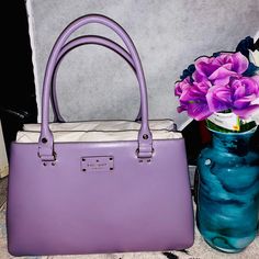 Kate Spade Wellesley Satchel W/Zip Closure Interior Side Pocketcolor: Lilac Material: Saffiano Double Faceunlined Foil Embossed Logo Size: 10.5” H X 13.6”W X 5.4”D Drop Length: 22”Handle Drop: 5”No Dust Bag Elegant Kate Spade Shoulder Bag With Zipper Closure, Elegant Kate Spade Shoulder Bag With Zipper, Elegant Purple Bag With Zipper Closure, Elegant Purple Shoulder Bag With Zipper, Elegant Purple Bags With Zipper Closure, Bags Kate Spade, Kate Spade Bags, Double Face, Embossed Logo