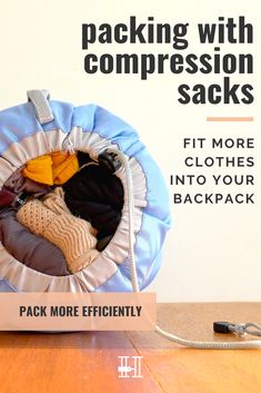 Her Packing List recommends packing with compression sacks if you want to fit more clothes into your backpack or luggage. Not sure what type you should purchase? Check out these four compression sacks from different brands. Click to discover more. #compressionsacks #packingspacesavingtips Light Backpack, Backpacking Packing, Ripstop Fabric, Backpacking Travel