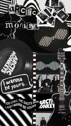 black and white collage with music related items